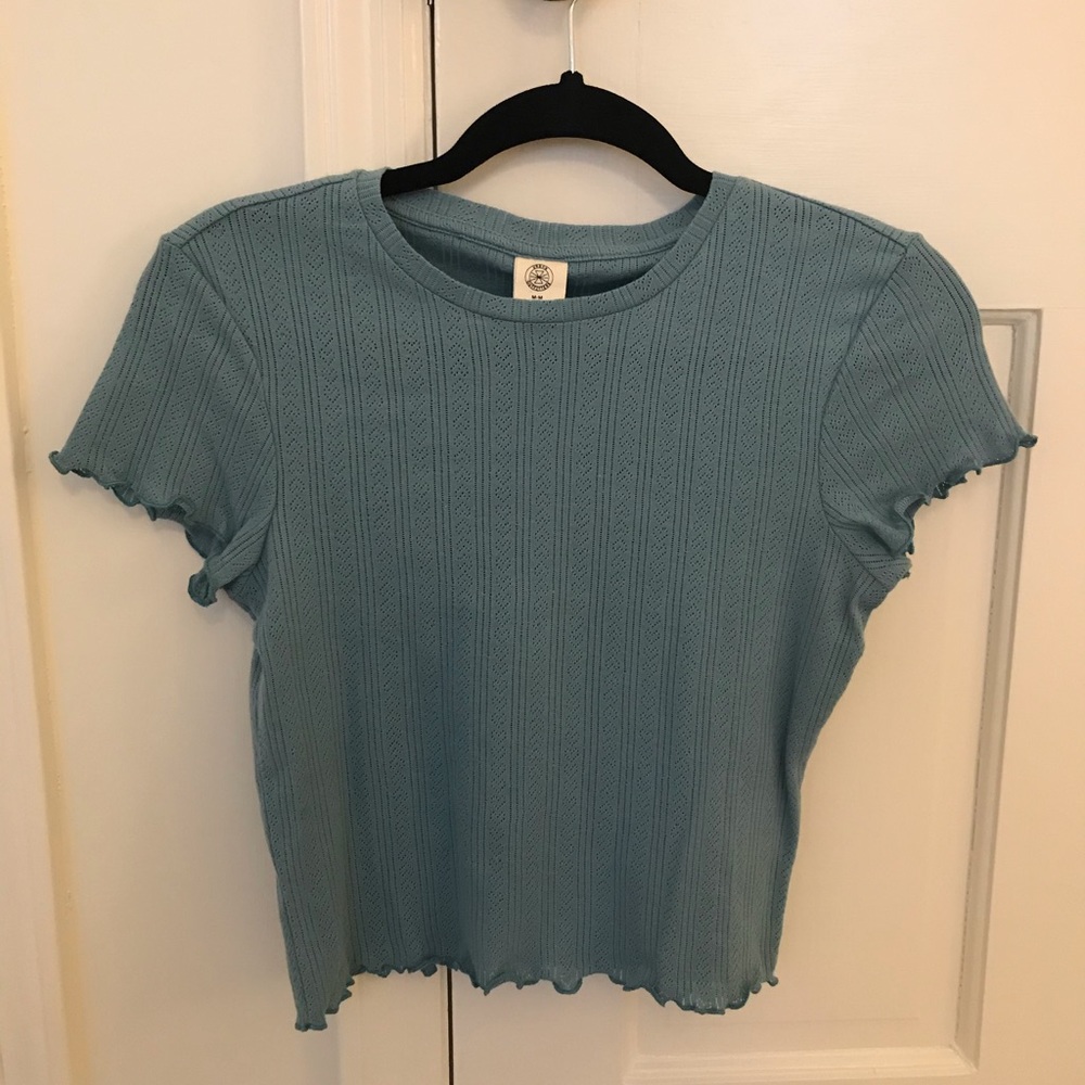 Mermaid tail teal ribbed t shirt